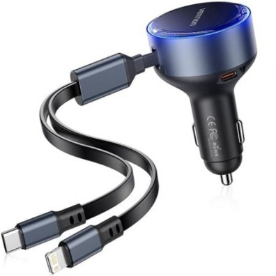Cargador de Coche Vention FFOB0/ 1xUSB Tipo-C Macho/ 1xUSB Tipo-C hembra/ 1xLightning Macho