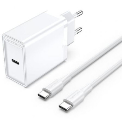Cargador de Pared Vention FAHWF-EU/ 1xUSB Tipo-C + 2x Cable USB Tipo-C