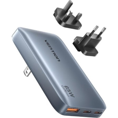 Cargador de Pared Universal GaN Vention para Viaje - 2xUSB Tipo-C 1x USB