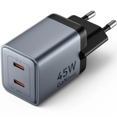 Cargador de Pared GaN Vention FCDH0-EU/ 2xUSB Tipo-C