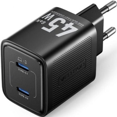 Cargador de Pared GaN Vention FEFB0-EU/ 2xUSB Tipo-C
