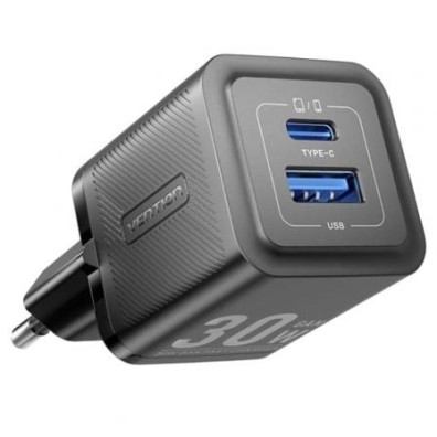 Cargador de Pared GaN Vention con 1xUSB Tipo-C y 1xUSB