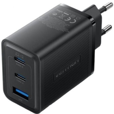 Cargador de Pared Vention GaN FERB0-EU, 2xUSB Tipo-C/1xUSB - Accesorio para SmartPhones