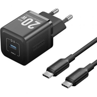Cargador de Pared GaN Vention TZ-FEPB0-EU-01/ 1xUSB Tipo-C + Cable USB Tipo-C