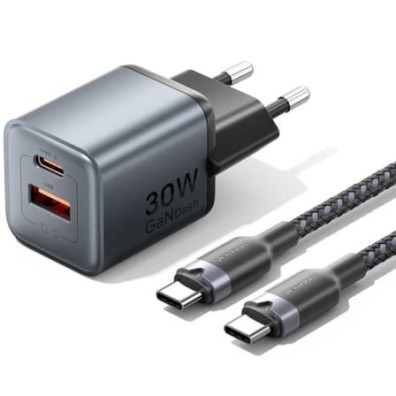 Cargador de Pared GaN Vention TZ-FEWH0-EU/ 1xUSB Tipo-C/ 1xUSB