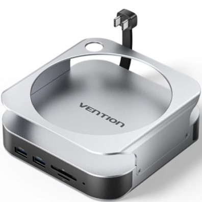 Docking Station Mac Mini USB Tipo-C Vention Ranura SSD M.2 4xUSB 1xUSB Tipo-C 1xDisplayPort 4K 1xLector Tarjetas