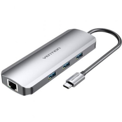 Docking USB Tipo-C Vention - HDMI 4K, USB 3.5, RJ45, Lector Tarjetas SD, MicroSD