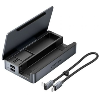 Docking USB Tipo-C para Steam Deck Vention, Switch - 2xHDMI 4K, 3xUSB, 1xUSB Tipo-C PD, RJ45, Lector Tarjetas
