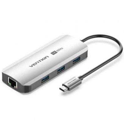 Docking USB Tipo-C Vention TQHHB/ 1xHDMI 4K/ 3xUSB/ 1xUSB Tipo-C PD/ 1xRJ45