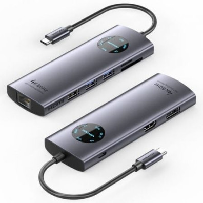 Docking USB Tipo-C Vention HDMI 4K DisplayPort USB RJ45 PD Lector Tarjetas