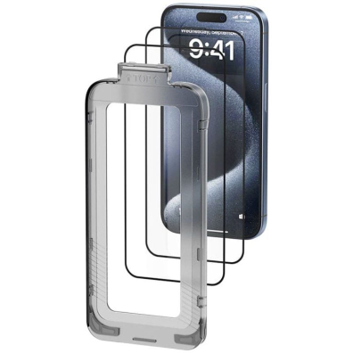 Pantalla Cristal Templado iPhone 15 Pro - Pack 2 Protectores + Herramienta Antipolvo Vention