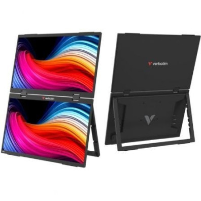 Monitor Portátil Táctil Verbatim Duo Essentials 15.6" + 15.6"/ Full HD/ Multimedia - Negro