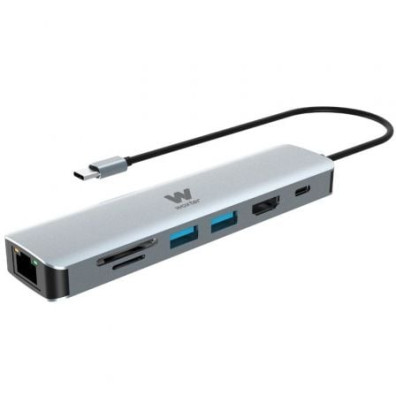 Docking USB Tipo-C Woxter PE26-181: HDMI 4K, USB x2, Lector de Tarjetas, RJ45, MicroUSB