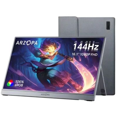 Monitor Portátil Arzopa Z1FC 16,1" FHD IPS 144Hz HDR Gris con Funda de Transporte