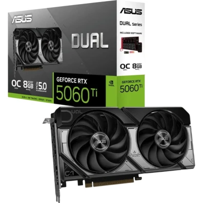 VGA ASUS DUAL RTX 5060 TI OC 8Gb GDDR7 3xDP 1xHDMI CUDA 4608 128BIT 550W - 8GB GDDR7