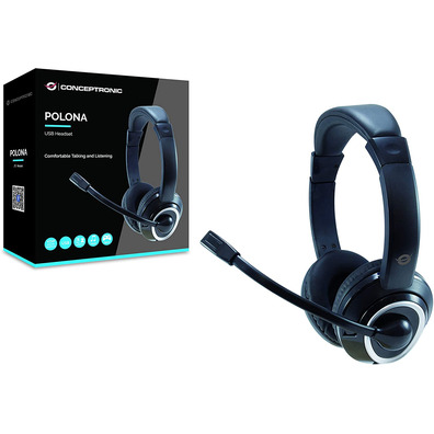 Auriculares con Micrófono Conceptronic Polona 01B Negro