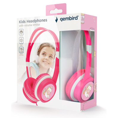 Auriculares Gembird MHP-JR-PK Rosa para Niños con Limitador de Volumen