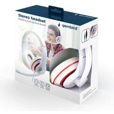 Auriculares Gembird MHS-03-WTRD con micrófono y cable jack 3,5 mm