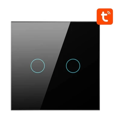 Interruptor Táctil Inteligente Avatto LZTS02 ZigBee 2 Botones Negro