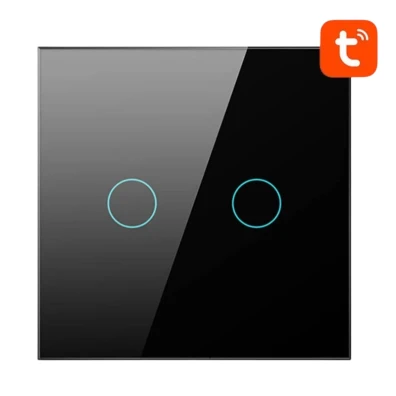 Interruptor Táctil Inteligente Avatto TS02-EU-B2 2 Botones WiFi Negro