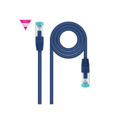 Cable de Red Latiguillo CAT7 Nanocable 1m Azul - 600MHz LSZH SFTP PIMF AWG26