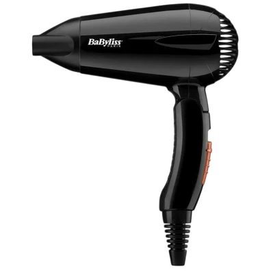 BaByliss Travel Dry 2000 - Secador de Pelo Negro, Potente y Compacto
