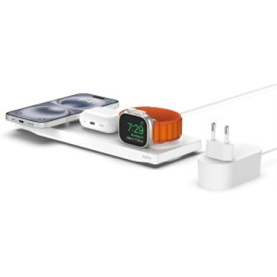 BASE CARGA BELKIN MAGSAFE 3 en 1 iPhone AirPods Watch Blanco