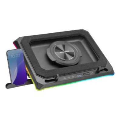BASE DE REFRIGERACION PARA PORTATILES MARS GAMING MNBCULTRA CON SOPORTE DE MOVIL RGB HUB USB HASTA 1