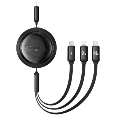 Baseus Free2Draw Cable USB-C 3 en 1 Negro 1.1m - USB-C/Lightning/Micro