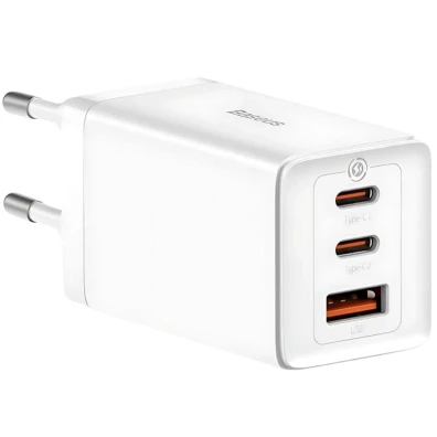Baseus GaN5 Pro 65W Cargador de Pared Blanco 2xUSB-C 1xUSB-A