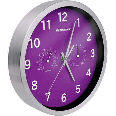 Bresser Mytime Reloj Pared Termo-/Higro 25cm Violeta