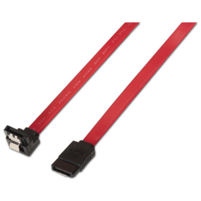 Cable SATA III Datos 6G Datos Acodado con anclajes, Rojo, 0.5 Metros para Disco Duro SATA I, II, III