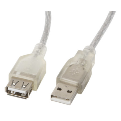 CABLE USB-A M/F 2.0 1,8M TRANSPARENTE FERRITA
