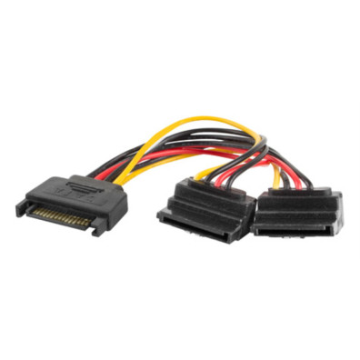 Lanberg - CA-SASA-10CU-0015 cable de SATA 0,15 m SATA de 15 pines 2 x SATA de 15 pines Negro, Rojo,