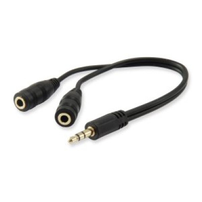 Cable Audio Mini Jack 3.5mm Macho a 2 Jack 3.5mm Hembra - Marca EQUIP