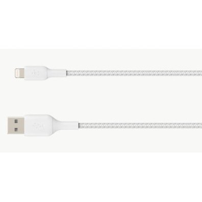 Cable Belkin USB-A a Lightning 1M Blanco Trenzado Boost Charge