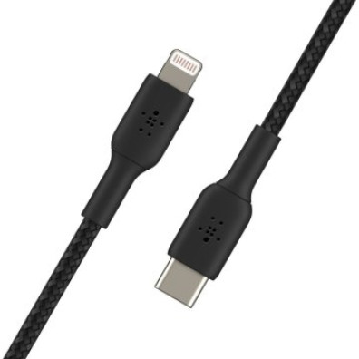 CABLE USB-C A LIGHTNING 1M BELKIN BOOST TRENZADO 1m - NEGRO