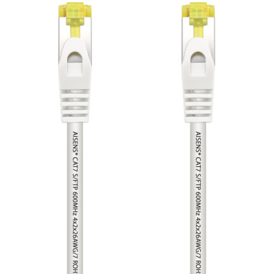 AISENS Cable De Red Cat.7 0.5m RJ45 LSZH 600 MHz S/FTP PIMF AWG26, Blanco
