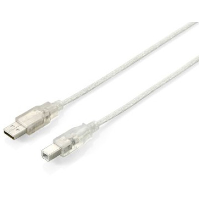 Cable USB de 3M EQUIP USB 2.0 Transparente: USB-A a USB-B