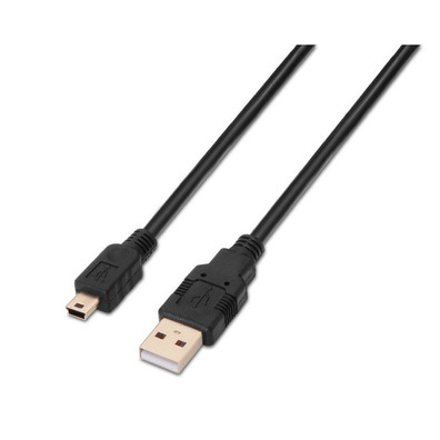 Cable USB(A)M 2.0 a Mini USB(B)M Aisens 0.5M Negro