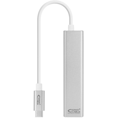 Cable USB C 3.0 a RJ45 + 3xUSB 3.0 Nanocable Plata