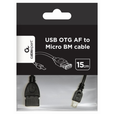 Cable USB A - Micro-USB B, 0.15m cable USB 0,15 m Negro Gembird
