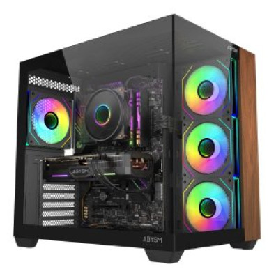 CAJA ATX ABYSM SAVA 285B NEGRO MADERA, SIN FUENTE, 3 BAHIAS USB-C, 410mm GPU