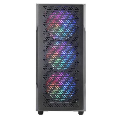 CAJA ATX MARS GAMING MCGEO - Frontal Negro - Malla Geométrica - 4x120mm FRGB Rainbow