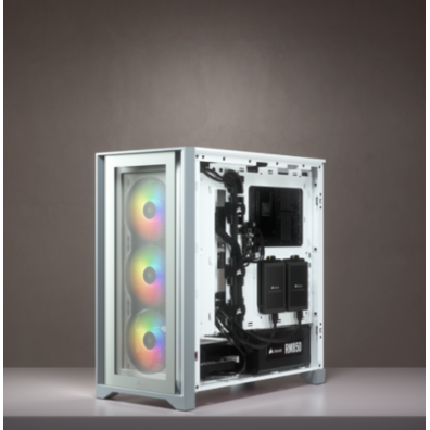 Caja Corsair ICUE 4000X RGB Tempered Glass Blanca