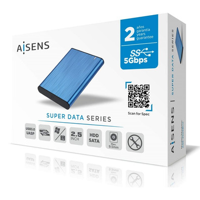 Caja Externa 2.5'' USB 3.1 SATA Aisens Aluminio Azul ASE-2525BLU