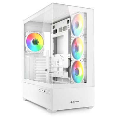 Torre Pc Torre Sharkoon Ak6 Rgb Atx 4x Ventiladores 9 Slots Lateral Cristal Usb-c Blanco