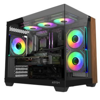CAJA MICROATX ABYSM SAVA 285C Negro Madera 1x3.5 2x2.5 USB-C 3.2 SIN FUENTE GPU 410mm