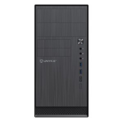 \CAJA UNYKA MICROATX AERO C12 ALUMINIO CEPILLADO NEGRO FRONTAL USB3,0 USB-C