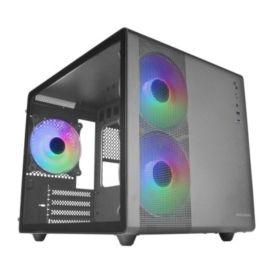 CAJA MICROATX CUBE GAMING MARS GAMING MC400 NEGRO FRONTAL MESH 3 VENTILADORES RGB 120mm